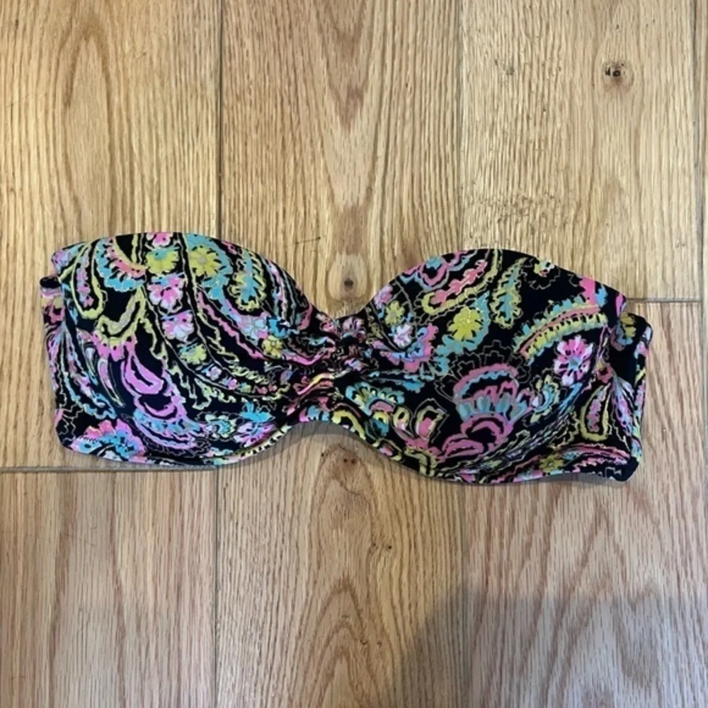 Victoria’s Secret Black Multi Color Bandeau Top